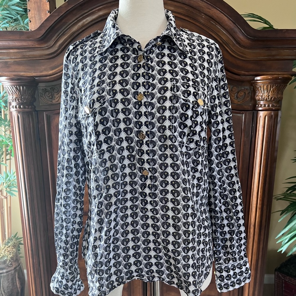 Tory Burch Navy Blue & White popover